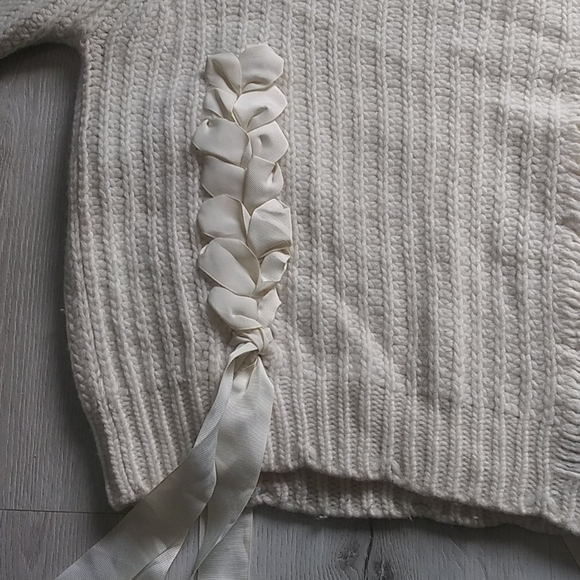 Moussy ribbon sweater beige chunky knit ripped - Picture 11 of 13